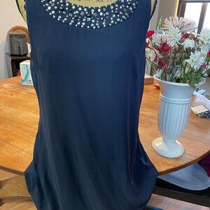 SLNY Navy Sleeveless Party Dress